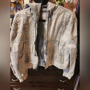 Free people Mazzie denim bomber jacket